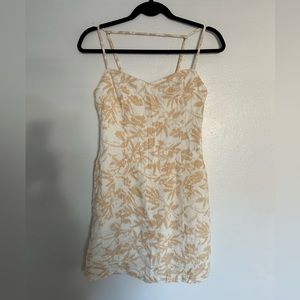 Abercrombie & Fitch White and Beige Linen Blend Mini Dress